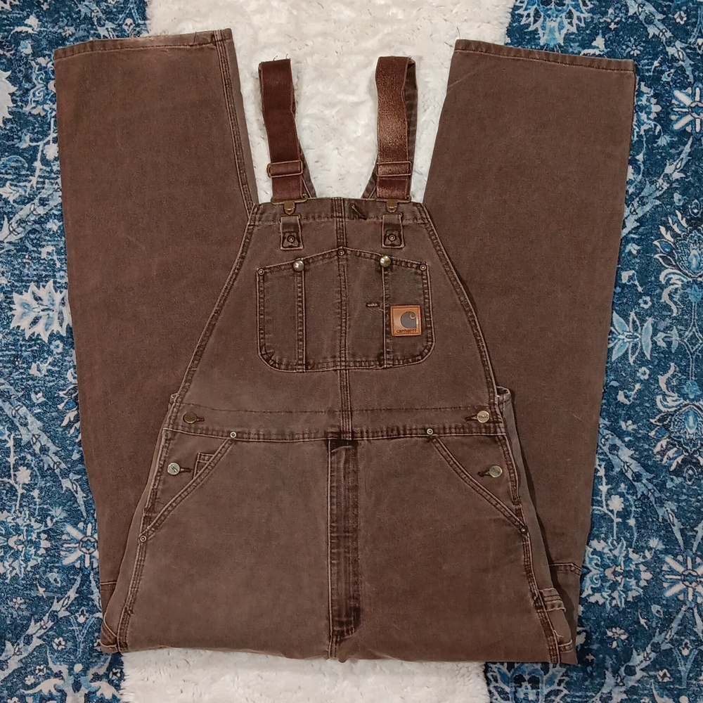 Carhartt vintage brown heavyweight canvas overalls sz 36